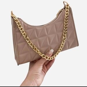 Quilted Taupe Chain-Handle Clutch - Women's Wristlet Bag